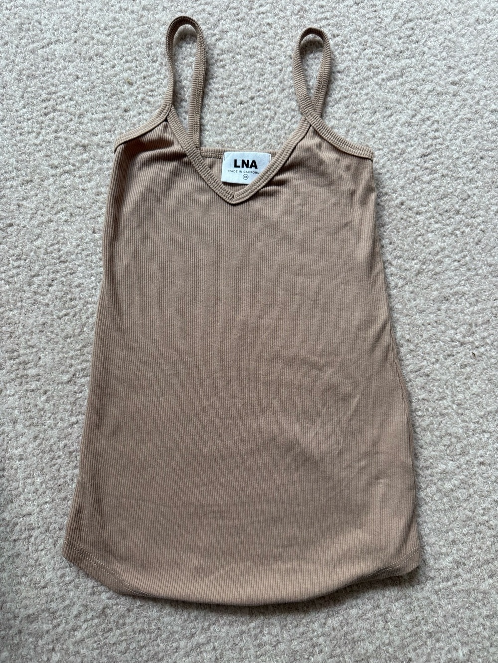 LNA Ribbed V-Neck Camisole in Taupe